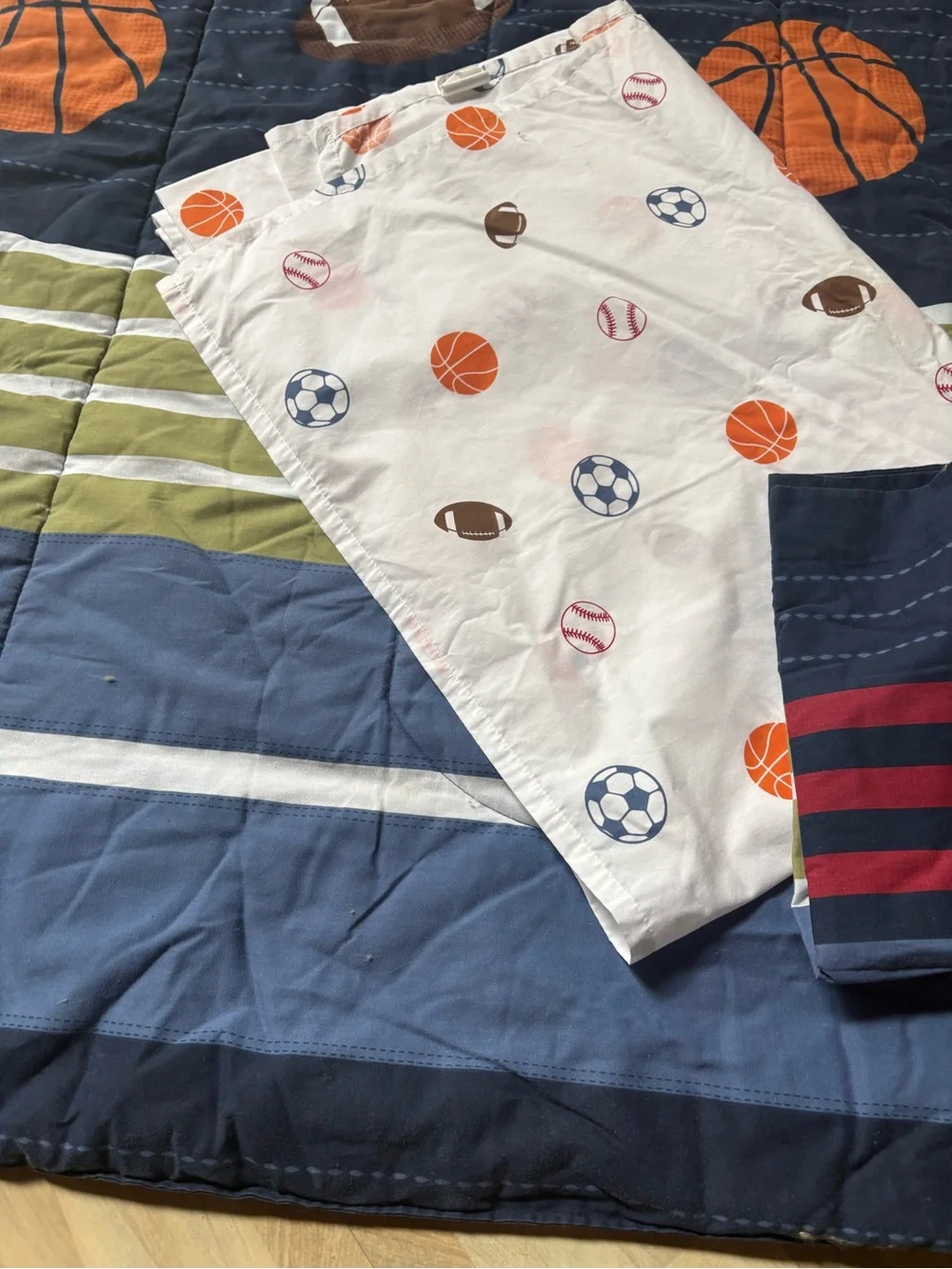 jumping beans Navy, White and Orange Kids Sports Comforter Set